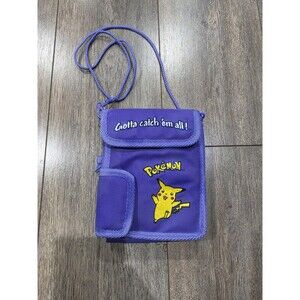 Vintage 1990s Pokemon Pikachu Nintendo Game Boy Color Purple Carry Case Bag